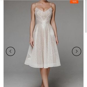 Stylish V-neck strap A-line dress size M